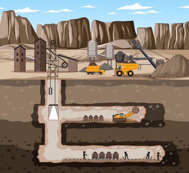 Free Vector Landscape of coal mine industry with underground